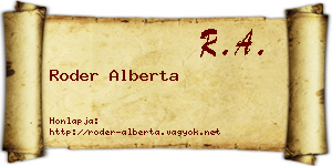 Roder Alberta névjegykártya